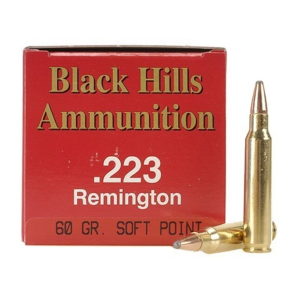 BLACK Hills 223 Remington Ammo 60 Grain Jacketed Soft Point Case Of 1000 (20 Boxes Of 50) 612710103010 679675