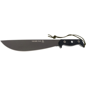 TOPS Knives Yacare 10.0 Machete 10.25" 1095 Tungsten Gray Cerakote Blade Canvas Micarta Handle Black - Tops Knives