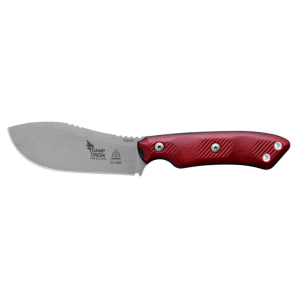 TOPS Knives Camp Creek Fire Fixed Blade Knife 4.5" Skinner CPM S35VN Tumble Blade G-10 Handle Black/Red - Tops Knives