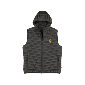 Browning Men's Packable Puffer Hooded Insulated Vest Carbon Gray Medium - Browning
