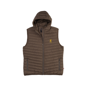 Browning Men's Packable Puffer Hooded Insulated Vest Major Brown Large - Browning