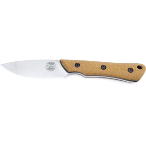 White River Knives Smith & Sons Brave Fixed Blade Knife 3.5" Drop Point CPM MagnaCut Stonewashed Blade Canvas Micarta Handle Natural - White River Knives