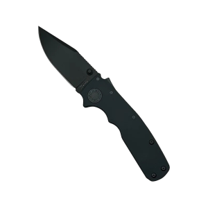 Demko Knives Shark-Cub Stealth Pocket Knife 2.5" Clip Point CPM 20CV Black DLC Blade Aluminum Handle Black - Demko Knives