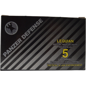 Panzer Defense Lequian 12 Gauge Rifled Slug 2-3/4 1oz Case Of 250 (50 Boxes Of 5) zer Defense Lequian 12 Gauge Rifled Slug 2-3/4 1oz Case Of 250 (50 Boxes Of 5) Ammo