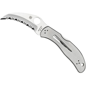 Spyderco Harpy Pocket Knife 2.75" Hawkbill VG-10 Satin Blade Stainless Steel Handle Silver - Spyderco