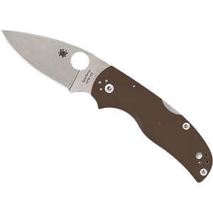 Spyderco Native 5 Sprint Run Pocket Knife 2.95" Drop Point CPM 15V Stonewashed Blade G-10 Handle Brown - Spyderco