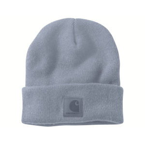 Carhartt Mens Knit Cuffed Leather Patch Beanie Alpine Blue