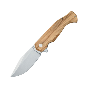 Fox Knives Eastwood Tiger Pocket Knife 3.74" Clip Point CPM-S90V Satin Blade Olive Wood Handle Wood - Fox Knives