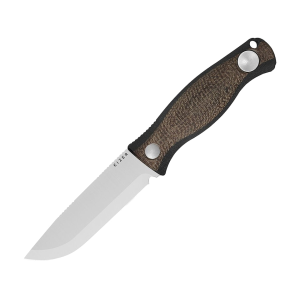 Kizer Polaris Fixed Blade Knife 4.23" Drop Point AEB-L Satin Blade Burlap Micarta Handle Brown - Kizer