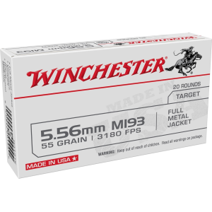 chester White Box USA M193 5.56x45mm NATO 55 Grain Full Metal Jacket Box Of 20 Ammo