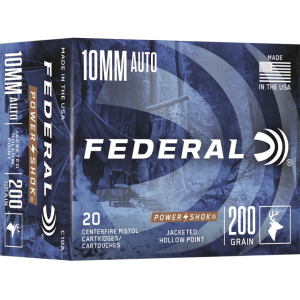 Federal Premium Power-Shok 10mm Auto Ammo 200 Grain Jacketed Hollow Point Box of 20 - Federal Premium