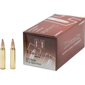 Hornady Custom 223 Remington Ammo 55 Grain Jacketed Soft Point Box of 500 (10 Boxes of 50) - Hornady