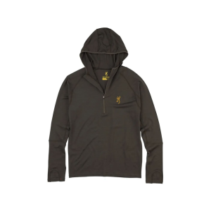 Browning Men's Long Sleeve Hoodie Merino Wool Base Layer Shirt Major Brown 2XL - Browning