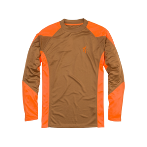 Browning Men's NTS Upland Long Sleeve Crew Neck Shirt Tan/Blaze Large - Browning