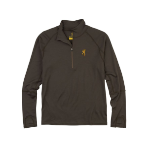 Browning Men's Long Sleeve Quarter Zip Merino Wool Base Layer Shirt Major Brown Medium - Browning