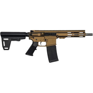 GLFA AR-15 223 Wylde Pistol 7.5" Threaded Barrel 30+1 Round Bronze Cerakote Pistol Brace - Glfa