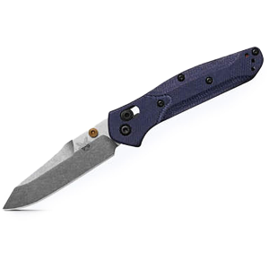 Benchmade Mini Osborne Pocket Knife 2.92" Reverse Tanto CPM MagnaCut Satin Blade Denim Micarta Handle Denim - Benchmade
