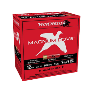 chester Magnum Dove High Brass 12 Gauge 2-3/4 #7-1/2 & #9 Lead Shot 1-1/4 Oz Case Of 250 (10 Boxes Of 25) Ammo