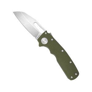 Demko Knives Shark-Cub Pocket Knife 2.5" Shark Foot CPM 20CV Stonewashed Blade G-10 Handle OD Green - Demko Knives