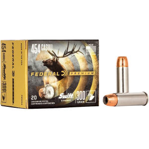 eral Premium 454 Casull 300 Grain Swift A-Frame Bonded Jacketed Hollow Point Box Of 20 Ammo