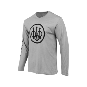 Beretta Men's Trident Logo Long Sleeve Crew Neck T Shirt Stone Heather XL - Beretta