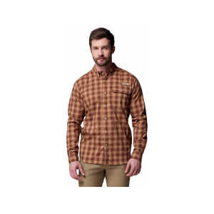 Columbia Men's Sharptail Long Sleeve Shirt Camel Brown Triple Check XL - Columbia