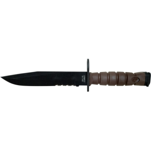 Ontario Mil-Spec OKC 3S USMC Bayonet 8" Serrated Drop Point 1095 Black Carbon Steel Blade Dynaflex Handle Brown - Ontario