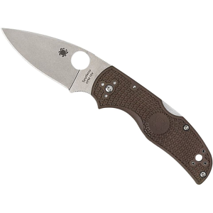 Spyderco Native 5 Lightweight Sprint Run Pocket Knife 2.95" Drop Point CPM 15V Stonewashed Blade Fiberglass Reinforced Nylon (FRN) Handle Brown - Spyderco
