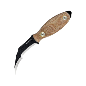 Condor Knives Zompopo Fixed Blade Knife 3" Recurve 1095 Black Traction Blade Canvas Micarta Handle Brown - Condor Knives