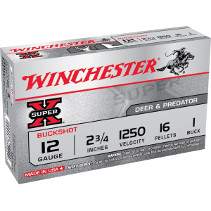 Winchester Super X 12 Gauge Ammo 2-3/4 #1 Buckshot 16 Pellets Case Of 250 (50 Boxes Of 5) chester Super X 12 Gauge 2-3/4 #1 Buckshot 16 Pellets Case Of 250 (50 Boxes Of 5) Ammo