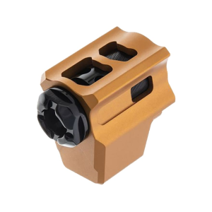 Tyrant Designs T-COMP Pistol Compensator for Glock 17, 19, 19X, 26, 34 Gen 4 9mm Luger 1/2-28 Thread Aluminum Gold Black - Tyrant Designs