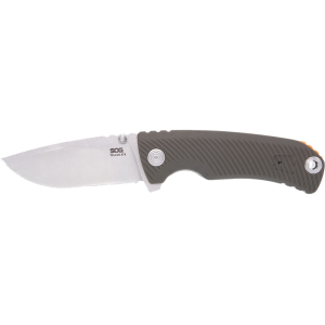 SOG Tellus ATK Pocket Knife 3.24" Drop Point 440C Stonewashed Blade Glass Reinforced Nylon (GRN) Handle OD Green
