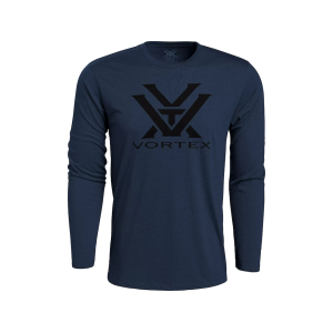 VORTEX OPTICS Men's Core Logo Long Sleeve Crew Neck T Shirt Navy Heather Medium