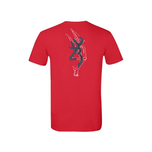 BROWNING Men's Antler Overlay Buckmark Short Sleeve T Shirt Red Medium