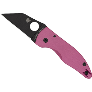 Spyderco Microjimbo Sprint Run Pocket Knife 2.45" Wharncliffe CPM S30V Black DLC Blade G-10 Handle Pink - Spyderco