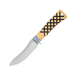 Condor Knives Woodspirit Tracker Fixed Blade Knife 4.12" Trailing Point Sandvik 14C28N Satin Blade American Hickory Handle Hickory - Condor Knives