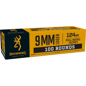 wning FMJ 9mm Luger 124 Grain Full Metal Jacket Box Of 100 Ammo