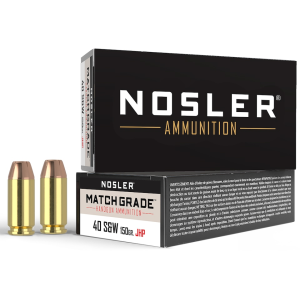 Nosler ASP 40 S&W Ammo 150 Grain Jacketed Hollow Point Box Of 50 ler ASP 40 S&W 150 Grain Jacketed Hollow Point Box Of 50 Ammo