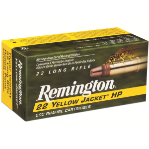 Remington Yellow Jacket 22LR Ammo 33 Grain Plated Truncated Cone Hollow Point Box of 500 (10 Boxes of 50) - Remington