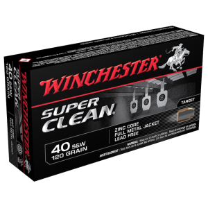 chester Super Clean NT 40 S&W 120 Grain Winchester Super Clean Full Metal Jacket Lead Free Box Of 50 Ammo