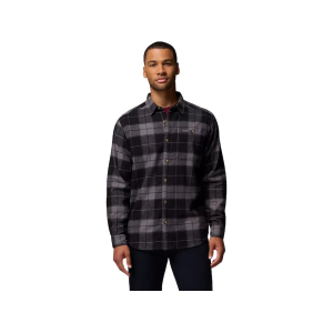 Columbia Men's Pitchstone Heavyweight Flannel Shirt City Gray Macro Buffalo Tartan Large - Columbia