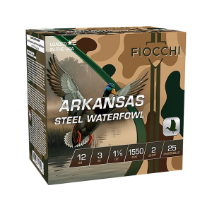 Fiocchi Arkansas Steel 12 Gauge Ammo 3" #2 Steel Shot 1-1/5 oz Box of 100 - Fiocchi