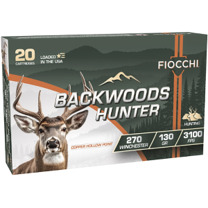 Fiocchi Backwoods Hunter 270 Winchester Ammo 130 Grain Solid Hollow Point Lead Free Box of 20 - Fiocchi