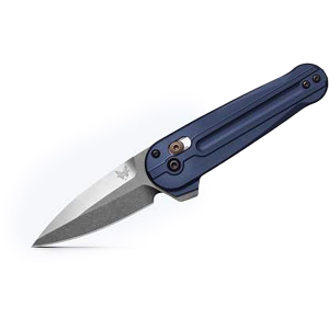 Benchmade Lowden Pocket Knife 2.79" Spear Point Bohler M390 Satin Blade Aluminum Handle Crater Blue - Benchmade