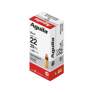 Aguila Super Extra High Velocity 22 Short Ammo 29 Grain Plated Round Nose Case of 1000 (20 Boxes of 50) - Aguila