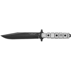 TOPS Knives USMC Combat Fixed Blade Knife 7.5" None Clip Point 1095 Black Powder Coat Blade Canvas Micarta Handle Black - Tops Knives