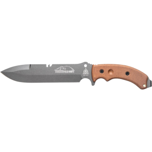 TOPS Knives Tahoma Field Knife Fixed Blade Knife 7.75" Spear Point 1095 Tungsten Blade Canvas Micarta Handle Tan - Tops Knives