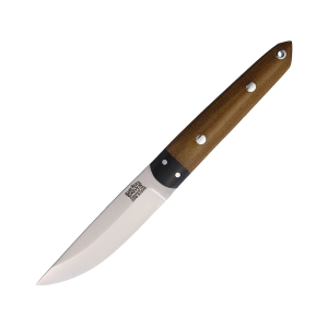 Bark River Knives Kwaiken Fixed Blade Knife 4.25" Drop Point CPM S35VN Satin Blade Canvas Micarta Handle Natural - Bark River Knives