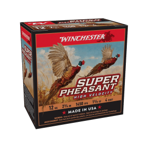 Winchester Super Pheasant High Velocity 12 Gauge Ammo 2-3/4 #4 Lead Shot 1-3/8 Oz Box Of 25 chester Super Pheasant High Velocity 12 Gauge 2-3/4 #4 Lead Shot 1-3/8 Oz Box Of 25 Ammo