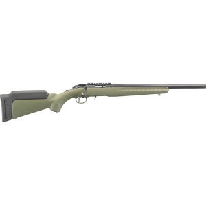 Ruger American Bolt Action Rifle 17 Hornady Magnum Rimfire (HMR) 18" Blued Threaded Barrel Black Frame Olive Drab Green Field Stock Sports South Exclusive